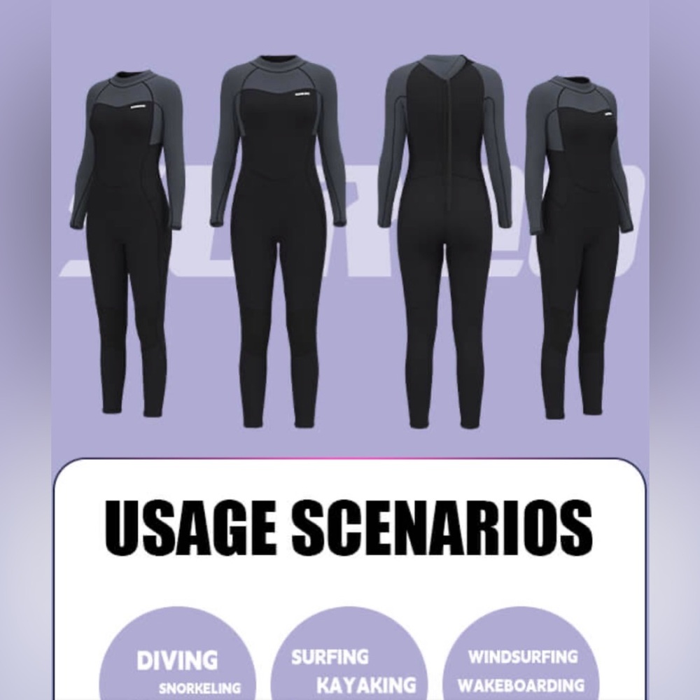 NWT SURQO Gray Wetsuit Women 3/2mm Neoprene Full Body Thermal Women’s, 12 - Picture 5 of 11